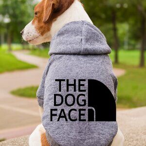 THE DOG FACE Grey Hoodie For Dogs'--Medium Size, Runs Small